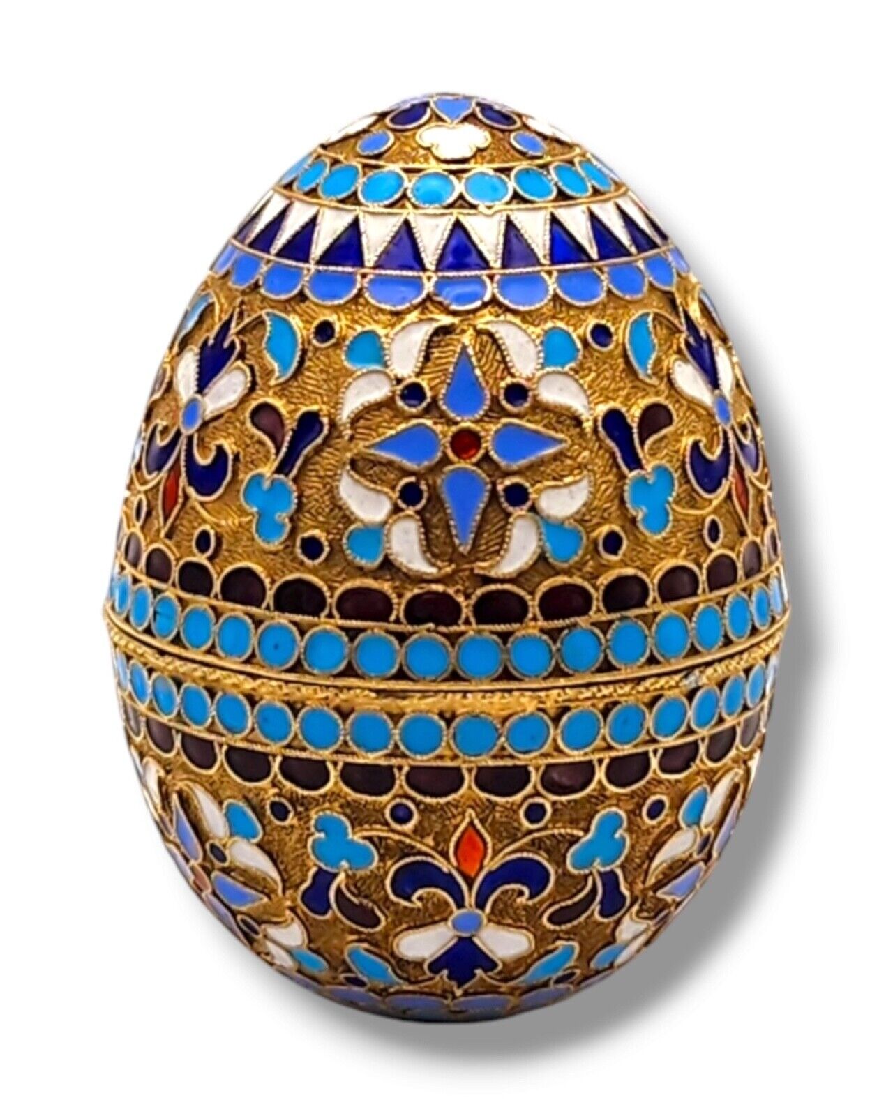 Imperial Russian 84 Silver & Enamel Egg Antique circa 1890