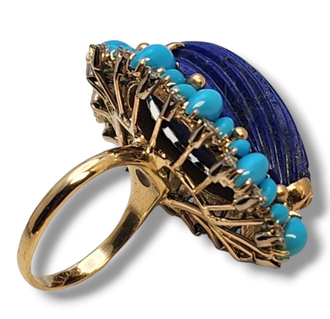 Vintage 14k Gold Lapis Lazuli Ring 1950s