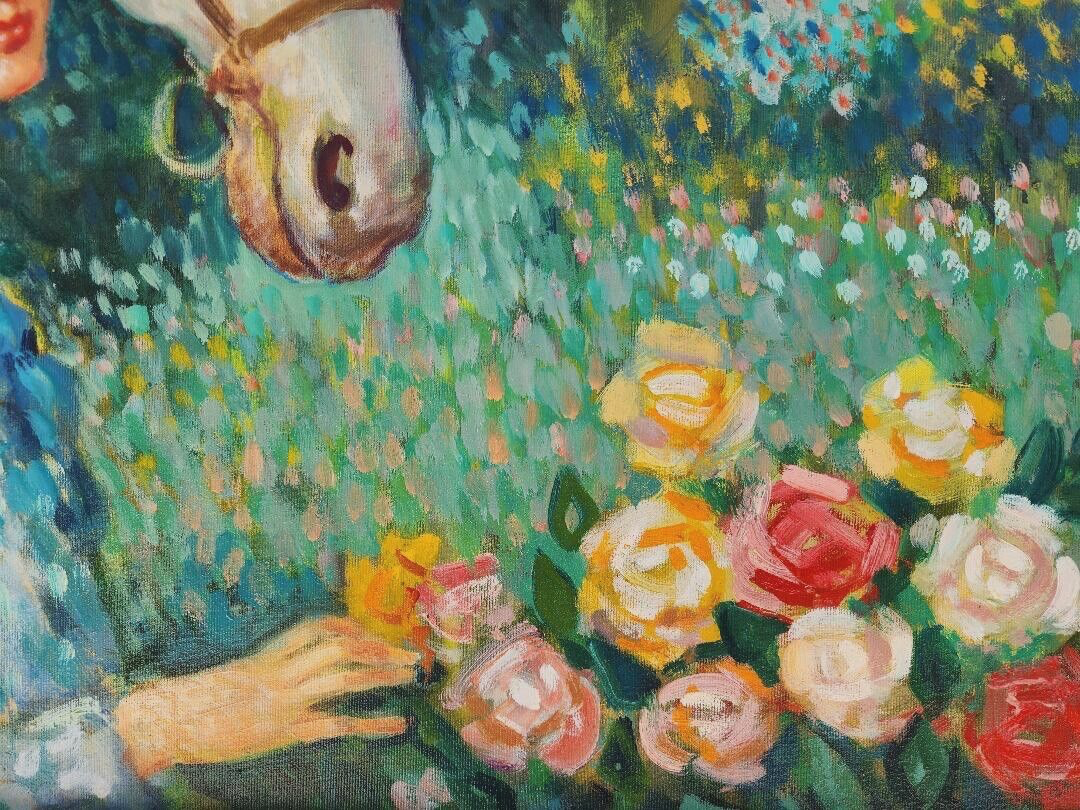 Art G.  DARBINYAN Original Oil Painting Lady  with Horse Garden Scene