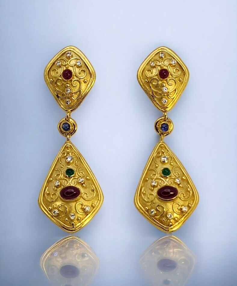 Vintage Amazing 18k Gold & Diamond Earrings