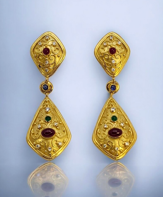 Vintage Amazing 18k Gold & Diamond Earrings