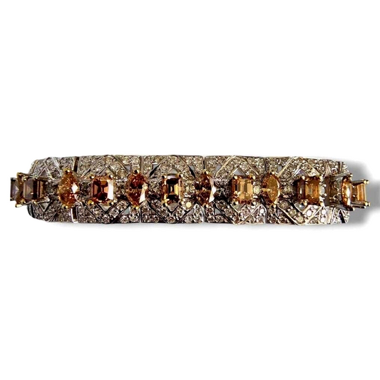 18K White Gold & Diamonds Bracelet 4.8 Carats Diamonds & 7.2ct Champaign Dimonds