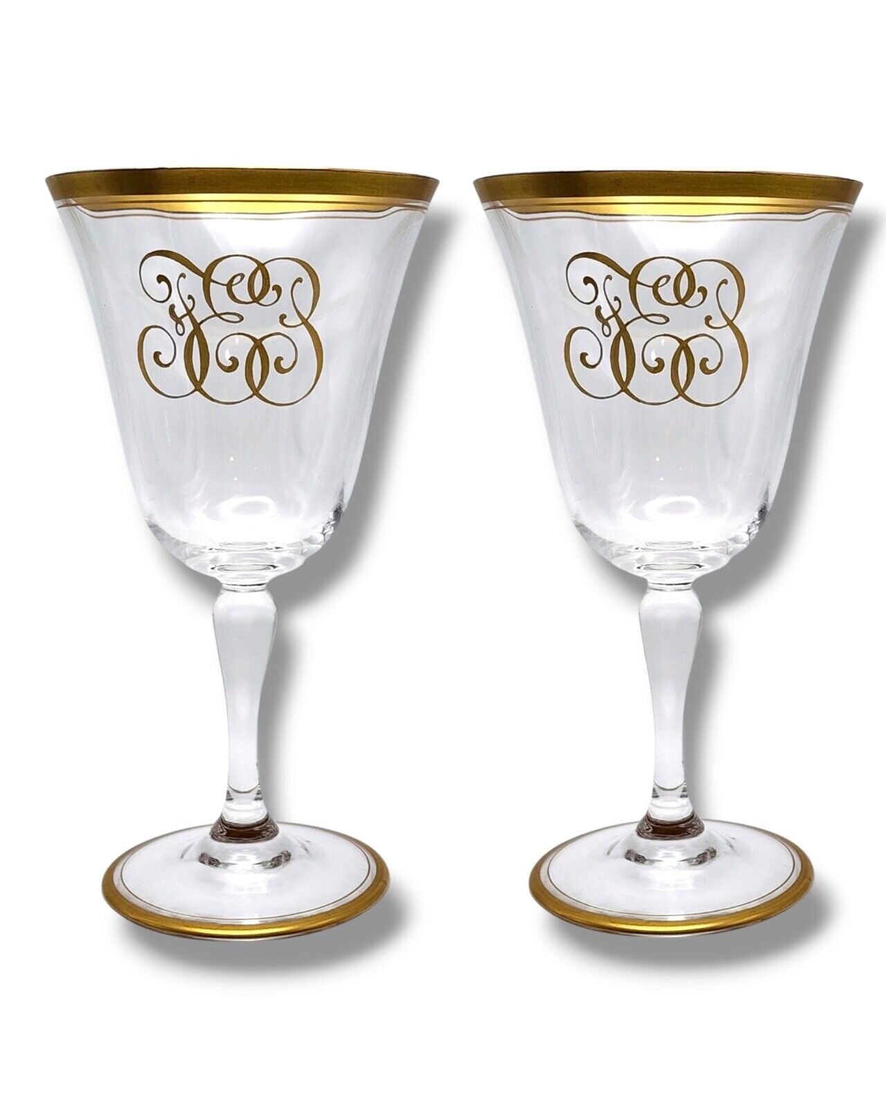 Imperial Russian Rare Pair Footed Glass Goblets / Champaign  Glass c. 1890