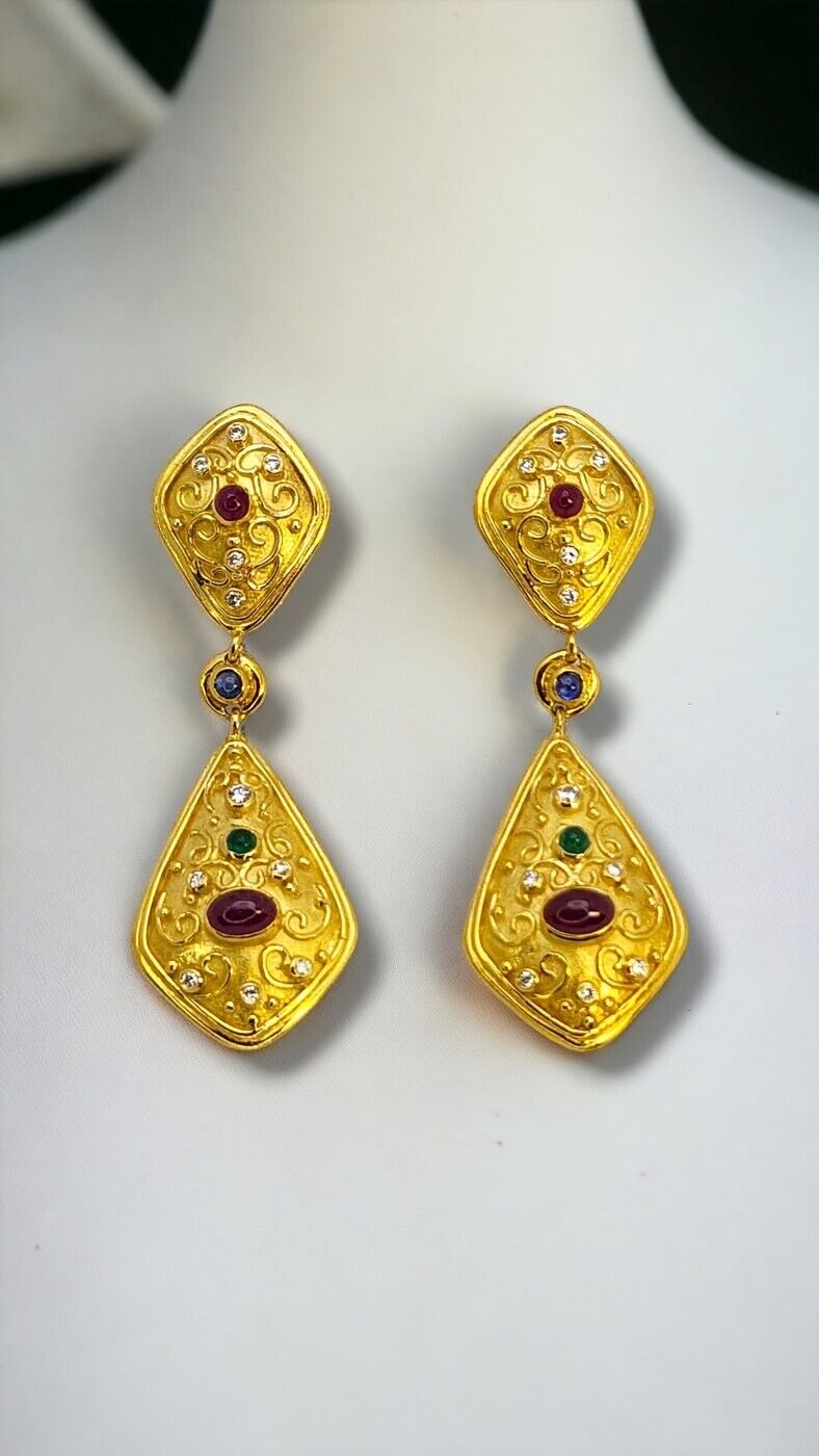 Vintage Amazing 18k Gold & Diamond Earrings