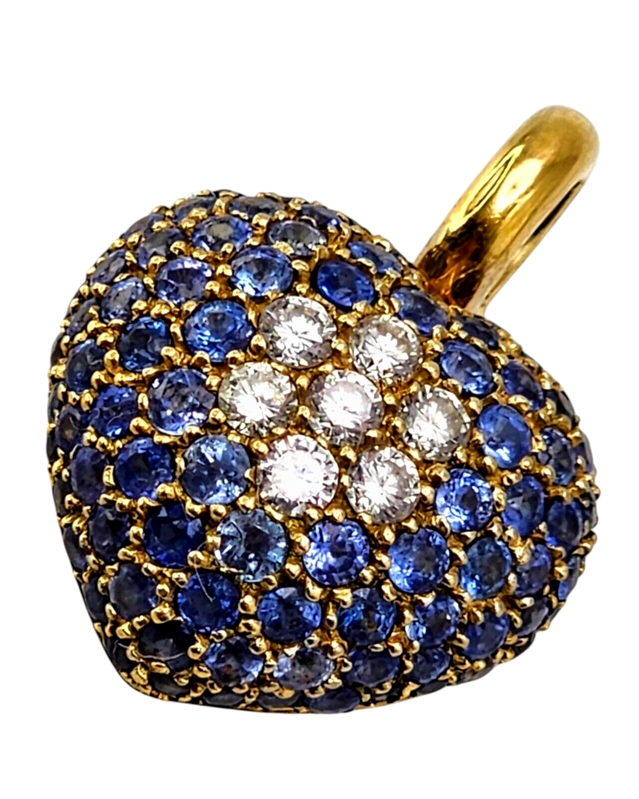 Beautiful  18K Gold Heart Shaped Brooch/Pendant decorated with large diamonds