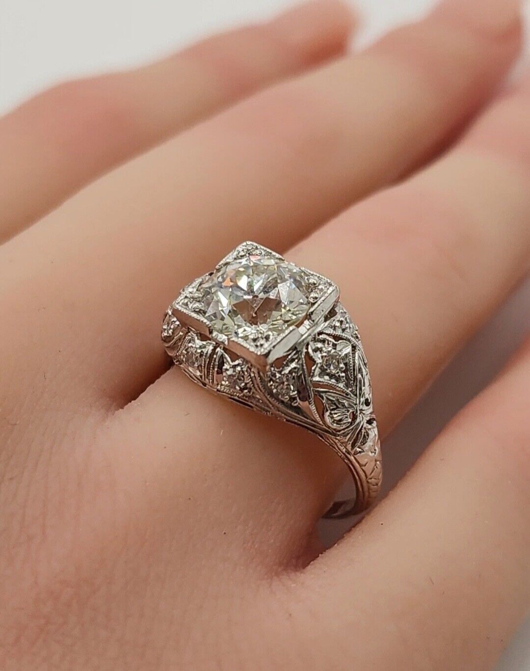 Gorgeous Art Deco Platinum and Diamond Women's Ring 2.13 Carats! Comes with CoA