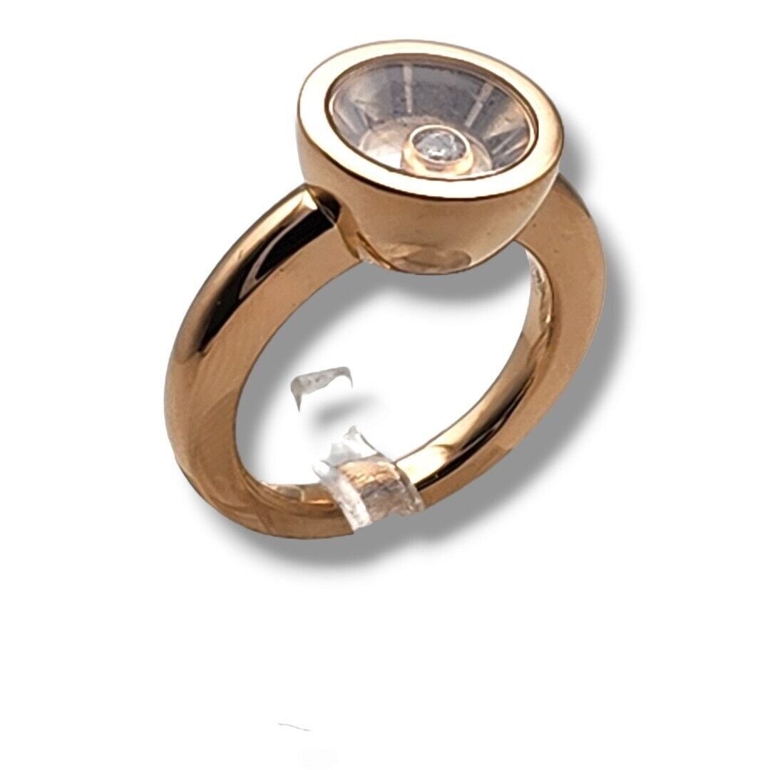 Chopard Happy Diamond 18k Rose Gold Round Floating Diamond Ring Diamond