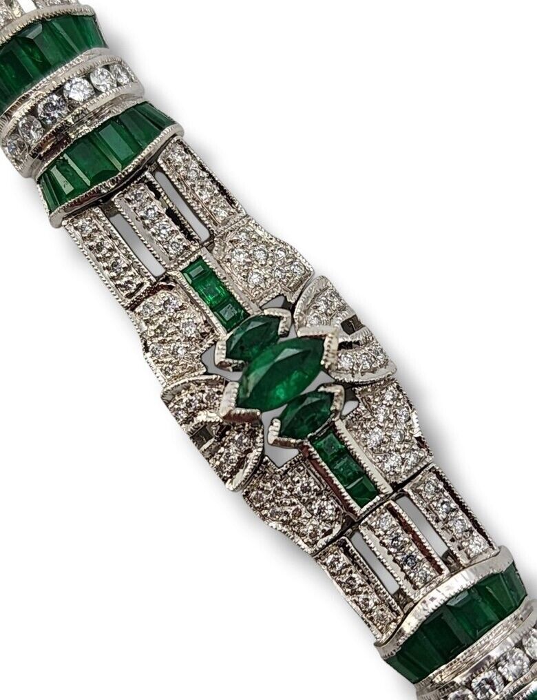 Art Deco 18K Gold and Diamond Bracelet 6.24 Carats Natural Diamonds