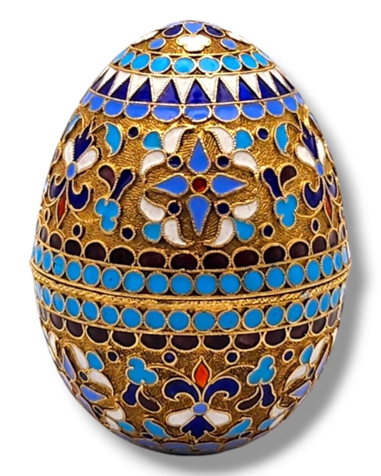 Imperial Russian 84 Silver & Enamel Egg Antique circa 1890