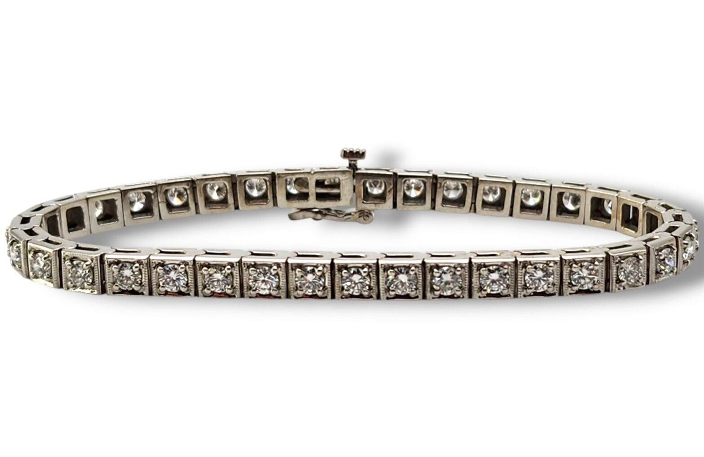 Vintage  18K White Gold  and Diamond Bracelet 4.0 Carats