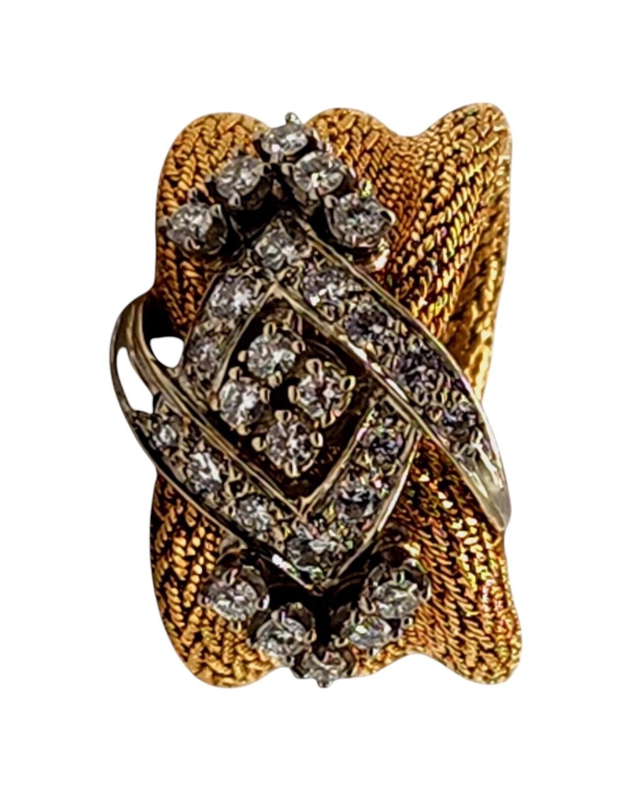 Gorgeous 14K Gold &  Diamond Women's Ring Italy