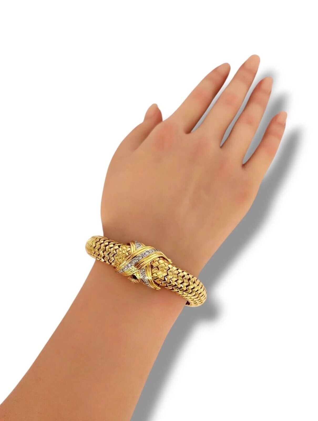 Gobelin  18K Gold Bracelet with Diamonds and Hidden Watch 78 Grams