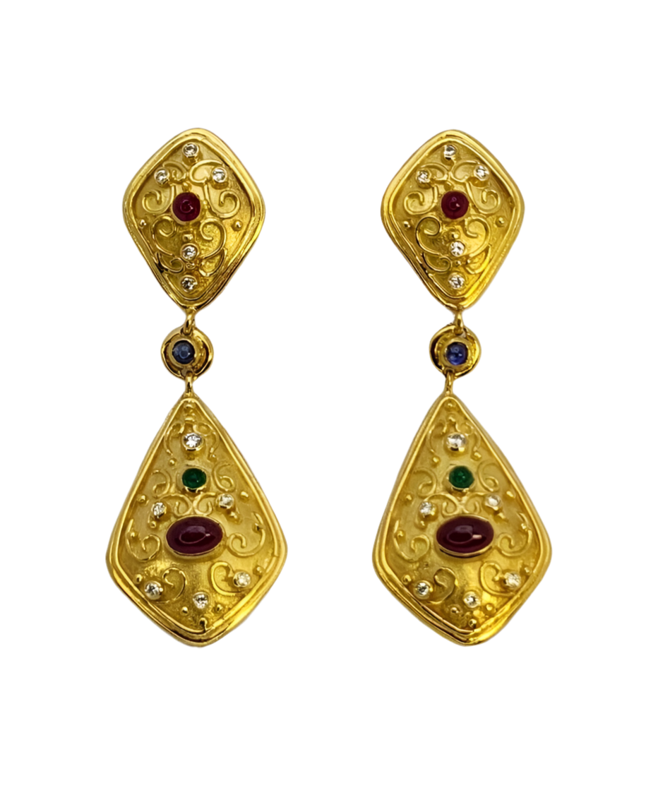 Vintage Amazing 18k Gold & Diamond Earrings