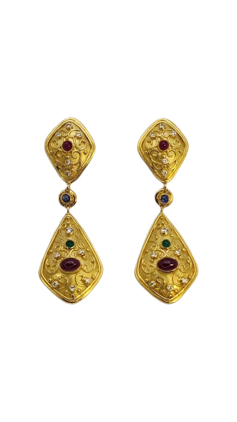 Vintage Amazing 18k Gold & Diamond Earrings